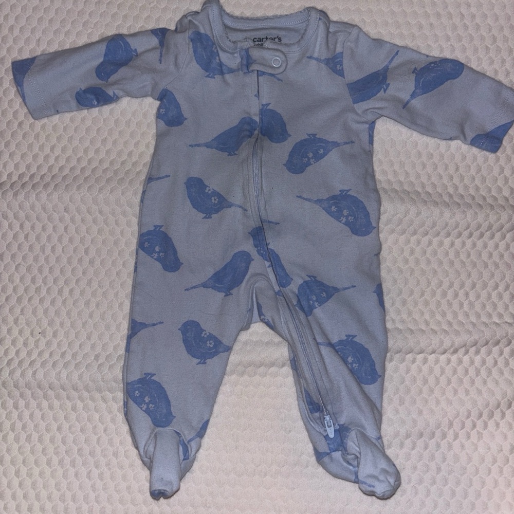 Carter's Blue Bird Print Footed One-Piece